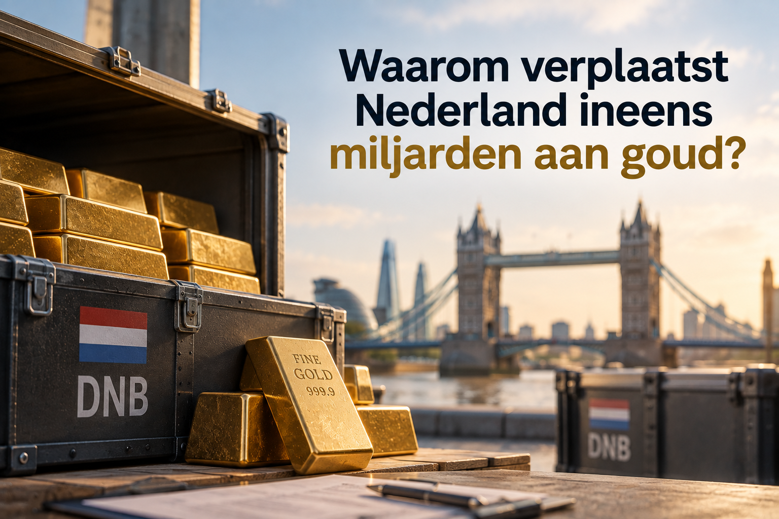 Goudbaren in een DNB-kluis voor transport naar Londen
